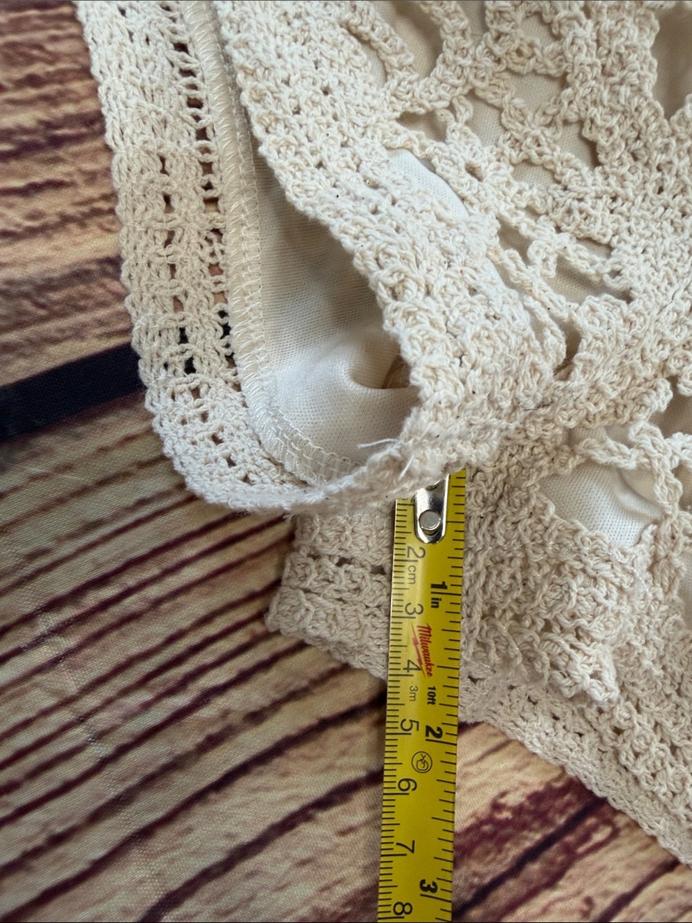 Zara Cream Crochet Lace Romper with V-Neck - Picture 8 of 9